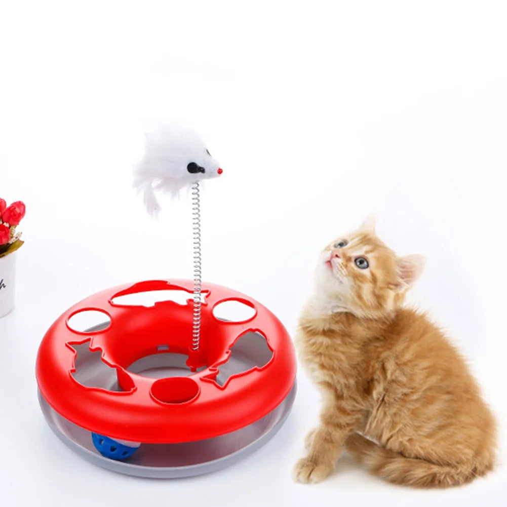 Interactive Cat Toy Balls Track – Roller Toy with Catnip Mouse & Spring Teaser