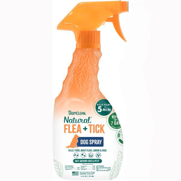 TropiClean Natural* Flea + Tick Dog Spray, 16 fl. oz.