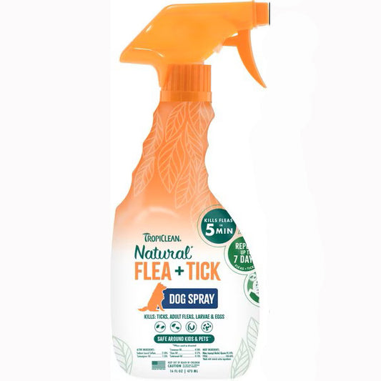 TropiClean Natural* Flea + Tick Dog Spray, 16 fl. oz.