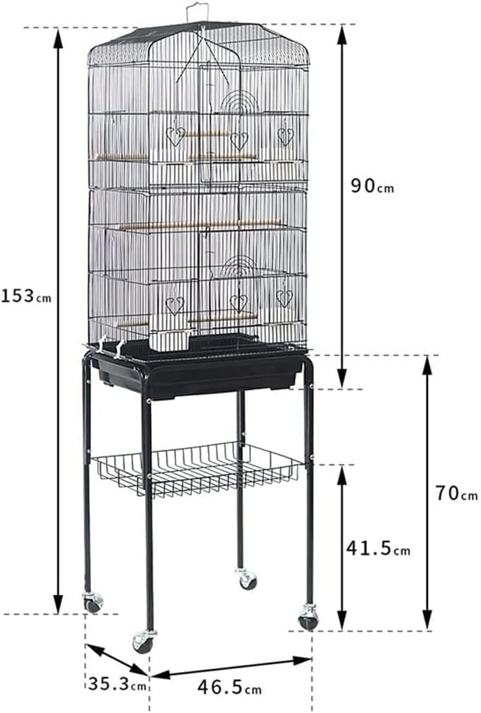Large Canary Parakeet Cockatiel Lovebird Finch Bird Cage with Stand