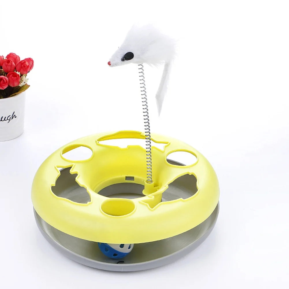 Interactive Cat Toy Balls Track – Roller Toy with Catnip Mouse & Spring Teaser