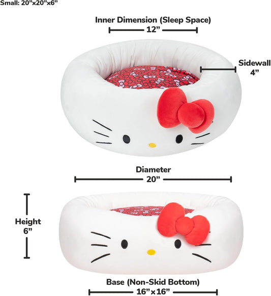Hello Kitty Bolster Pet Bed - Machine Washable Removable Insert