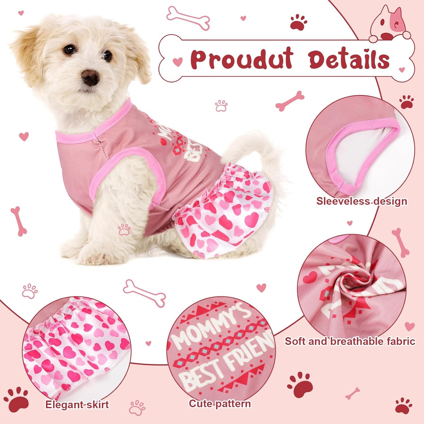 Vestido de verano para perros con eslogan bonito y femenino