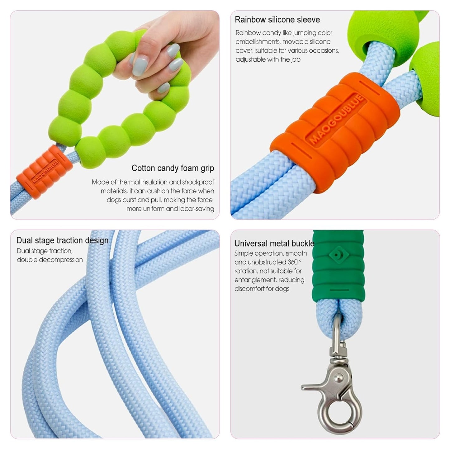 Hand-Free Double-Segmented Dog Leash