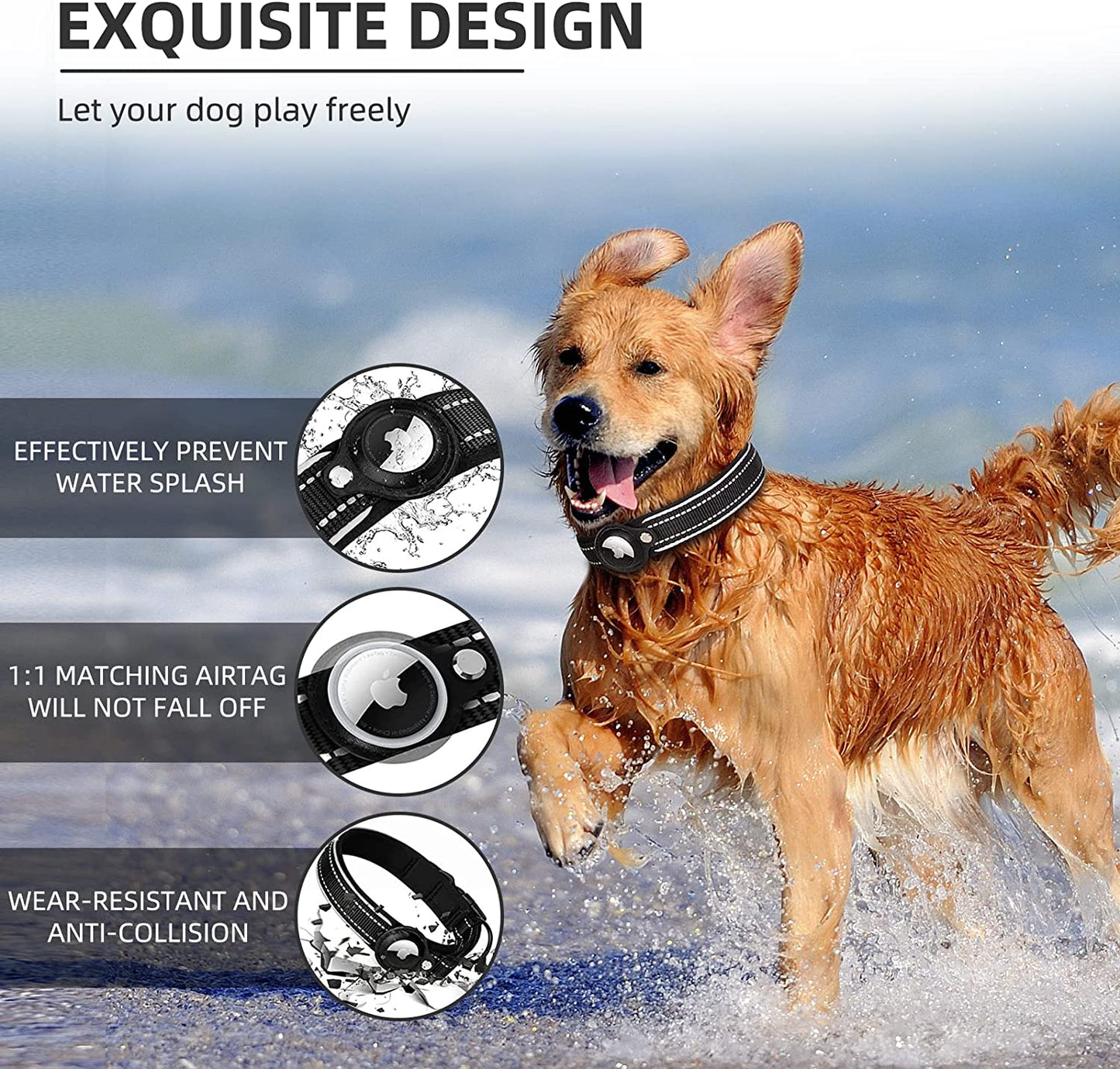 Reflective Padded AirTag Dog Collar