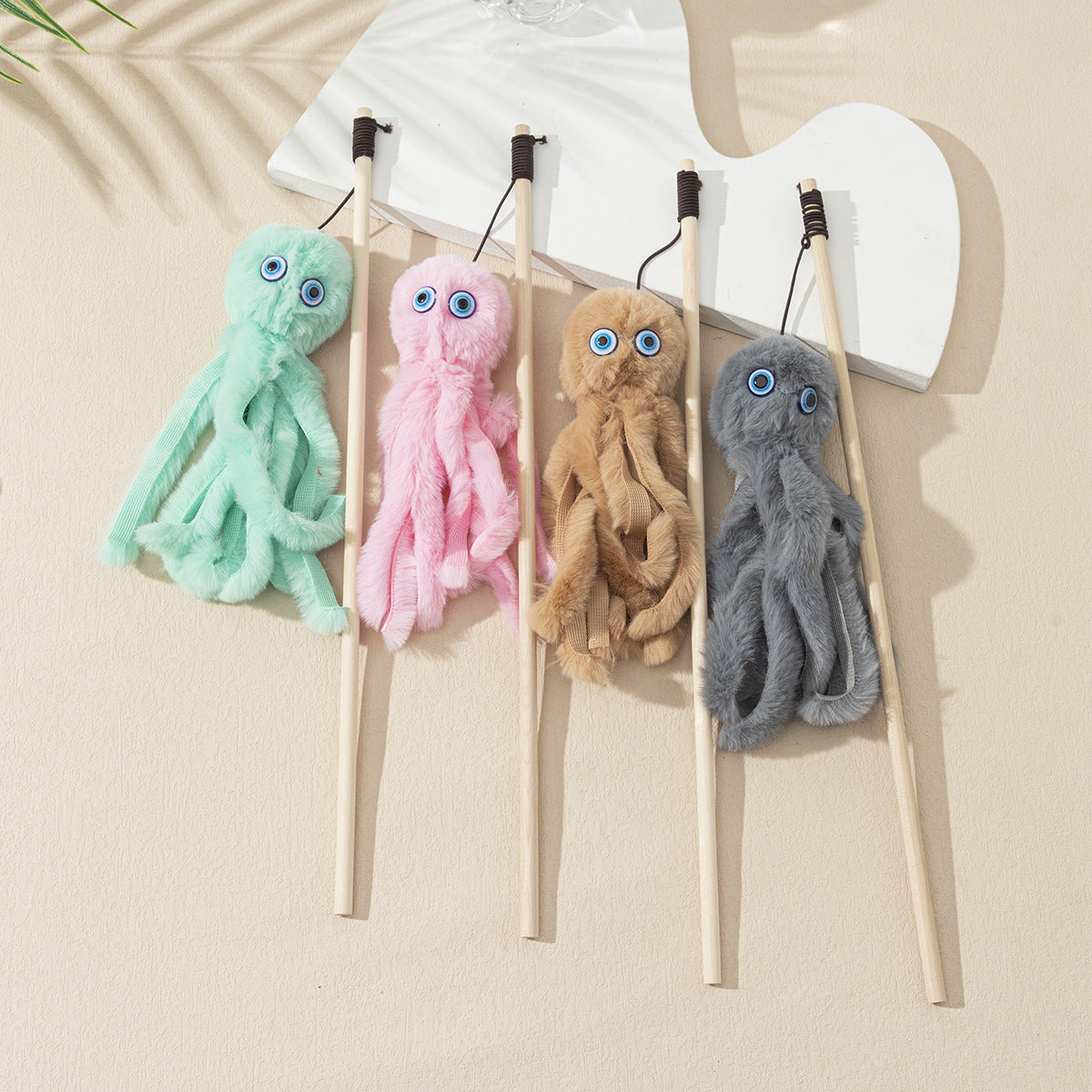 Octopus Plush Teaser Wooden Wand