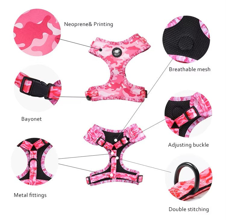 Floral Pattern Matching 5-piece bundle - Harness Leash Collar Bandana Poop Bag