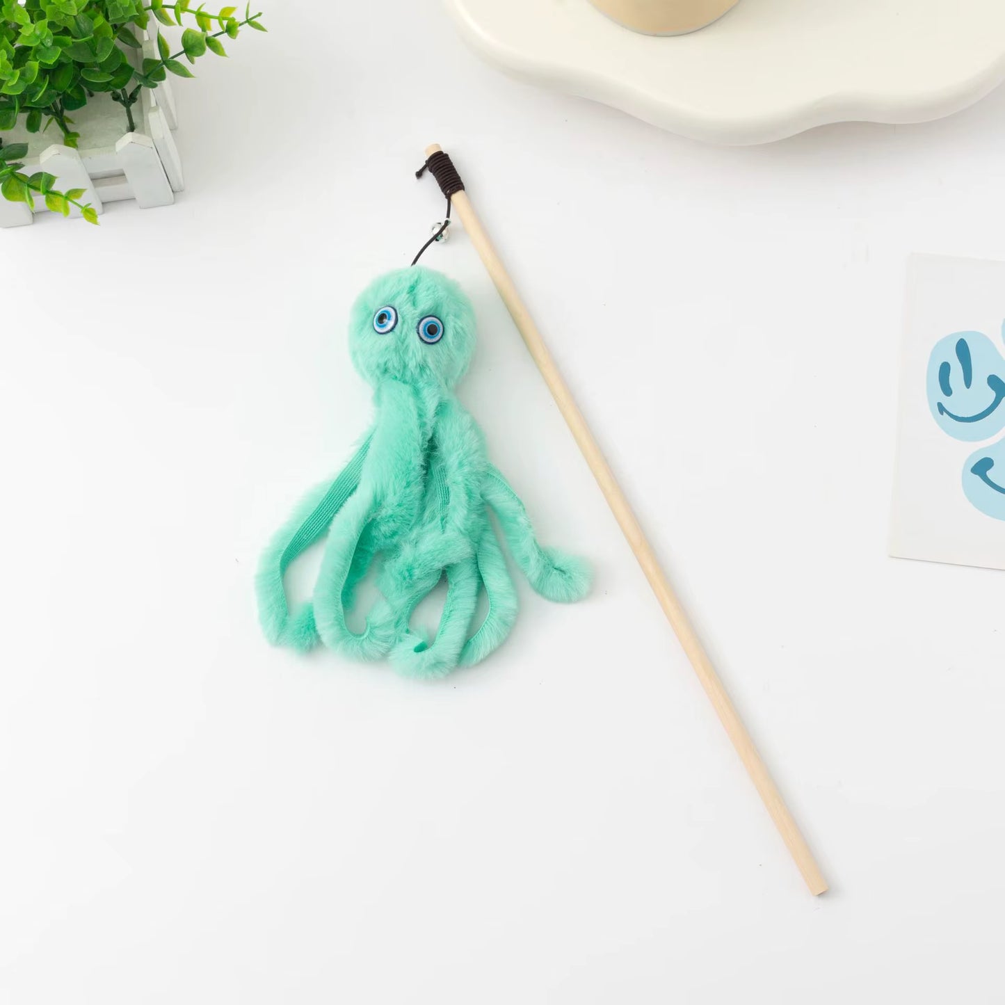Octopus Plush Teaser Wooden Wand
