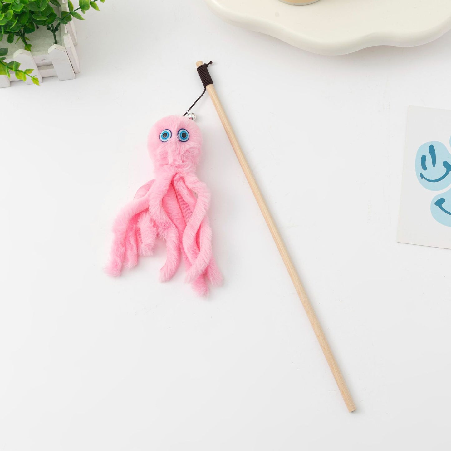 Octopus Plush Teaser Wooden Wand