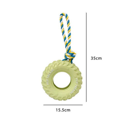 Durable Dog Tire Chew Toy with Rope