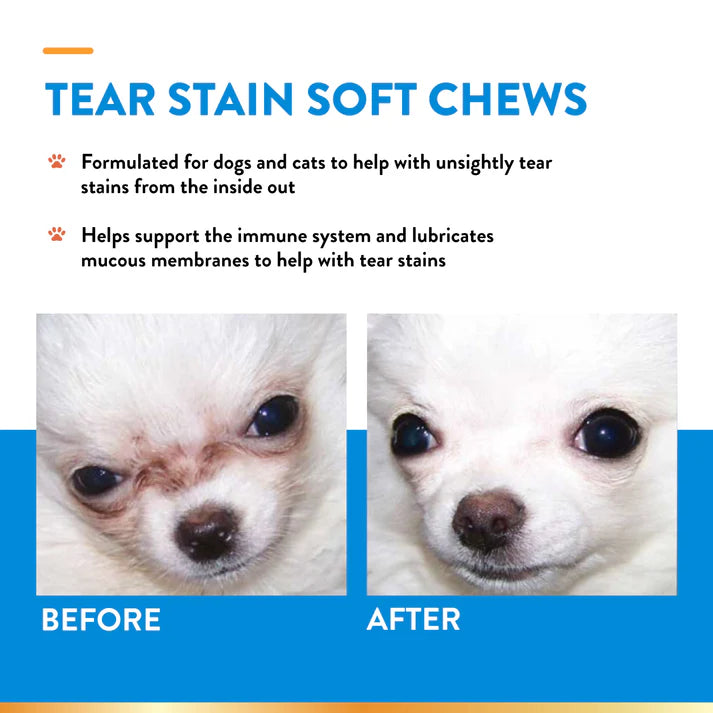 Tear Stain Supplement Soft Chews - For Dogs and Cats