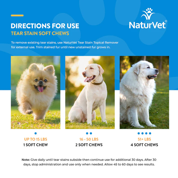 Tear Stain Supplement Soft Chews - For Dogs and Cats