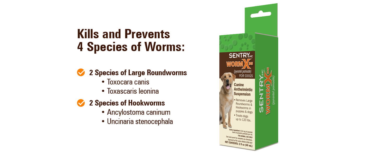 Sentry Pet Care HC WormX DS (pyrantel pamoate) Canine Anthelmintic Suspension De-wormer for Dogs, 2 oz
