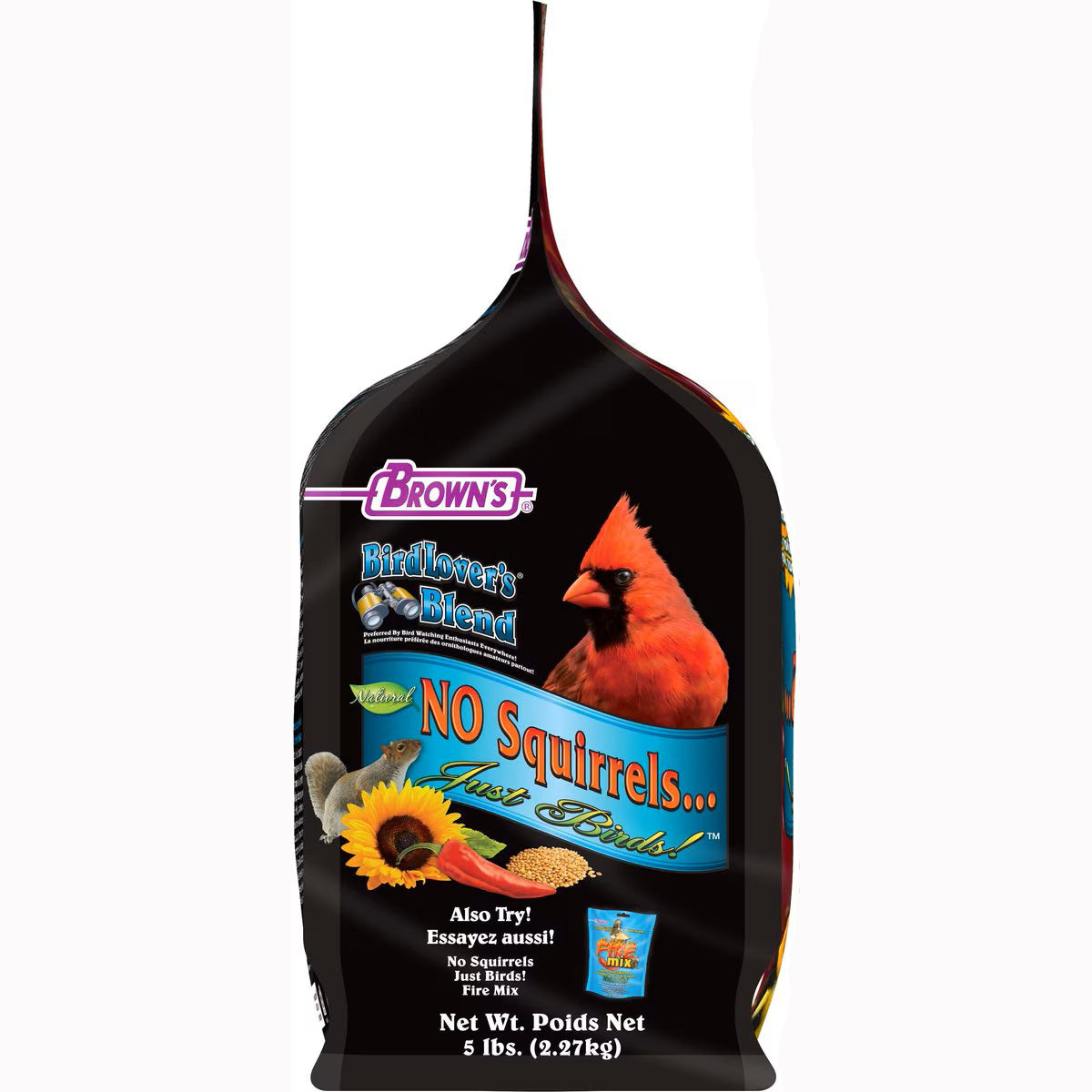 Brown's Bird Lover's Blend No Squirrels Just Birds Sunflower Seed Wild Bird Food, 5-lb bag