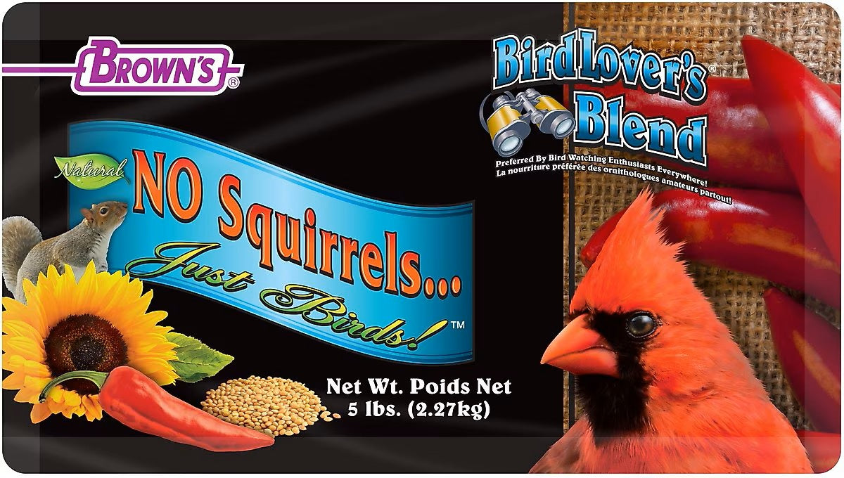 Brown's Bird Lover's Blend No Squirrels Just Birds Sunflower Seed Wild Bird Food, 5-lb bag