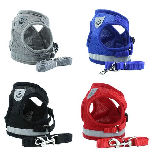 Adjustable Reflective Vest-Style Pet Harness Set