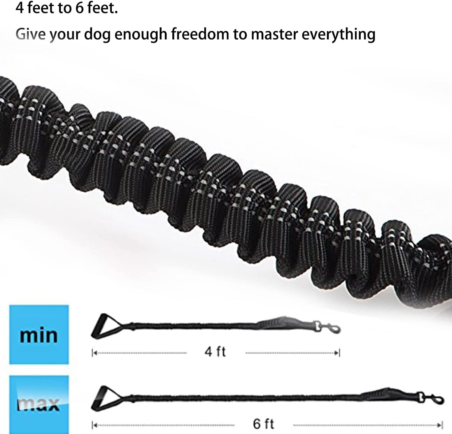 Heavy Duty Reflective Bungee Leash with Padded Handle