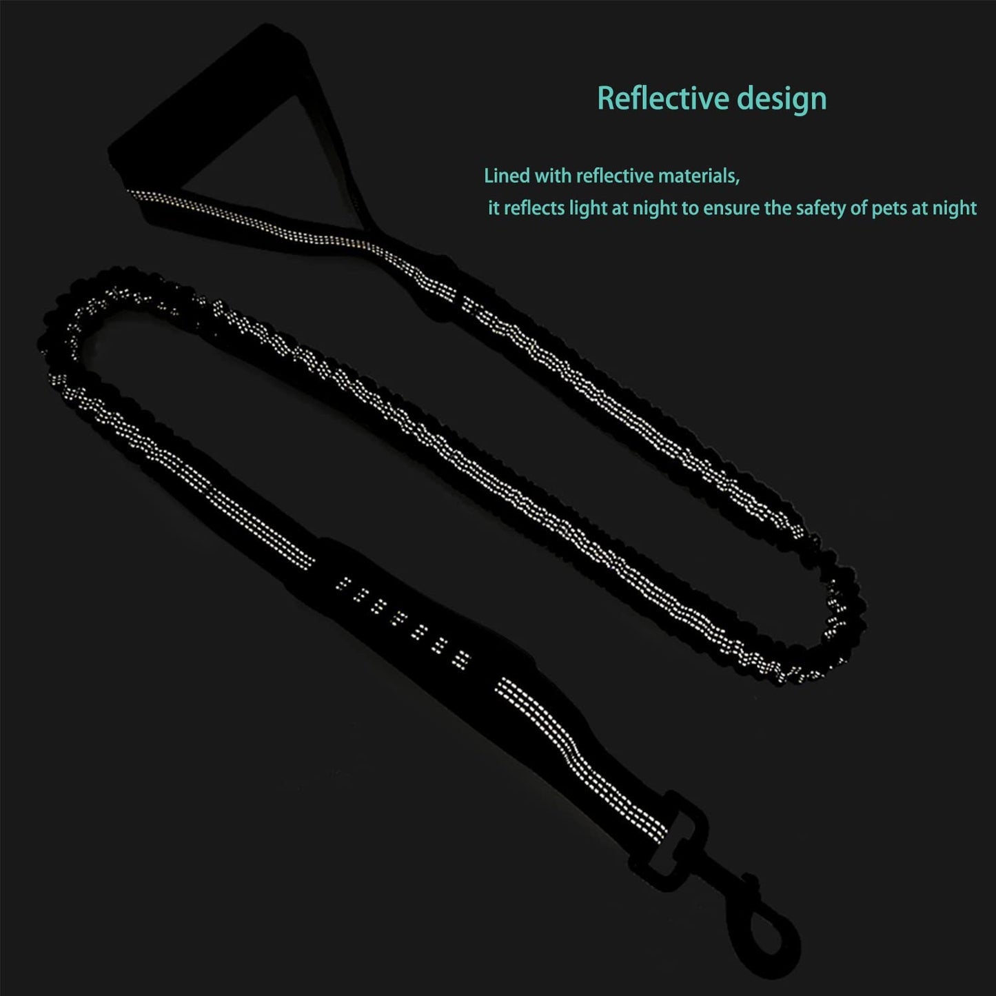 Heavy Duty Reflective Bungee Leash with Padded Handle