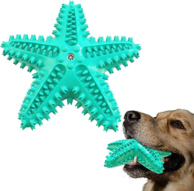 Starfish Teeth Cleaning Squeaky Dog Chew Toy