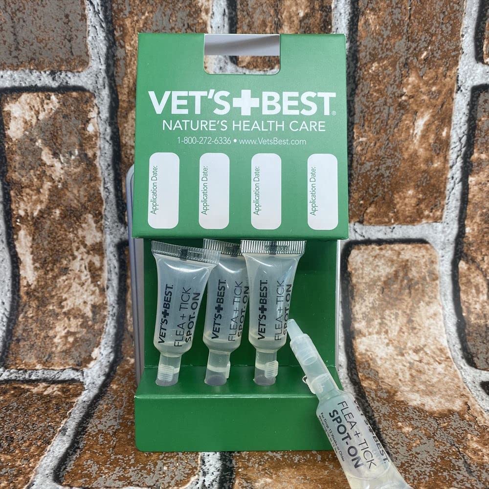 Vet's Best Flea and Tick Spot-on Drops Topical Treatment for Dogs, USA Made