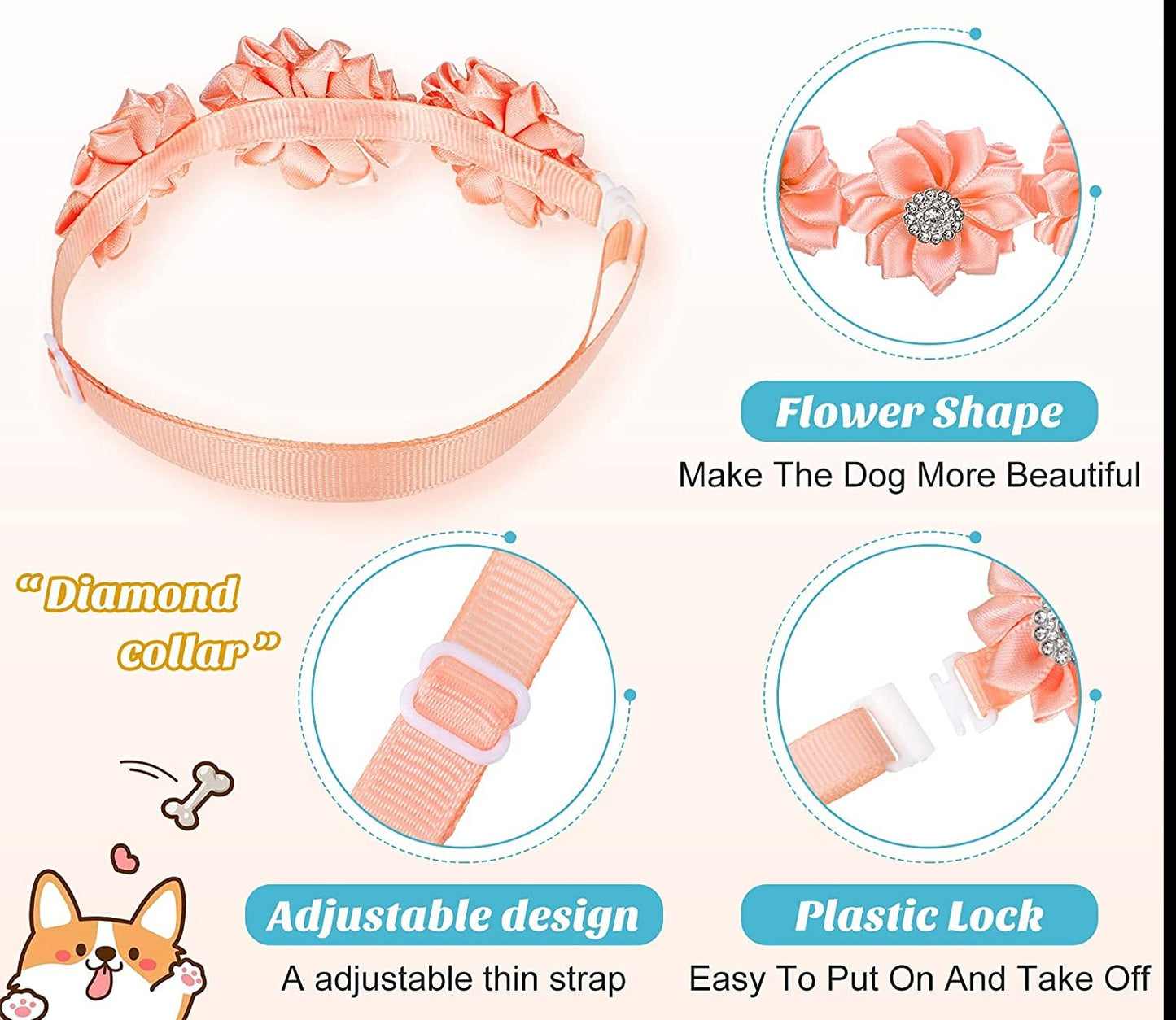 Adjustable Flower Crystal Collar