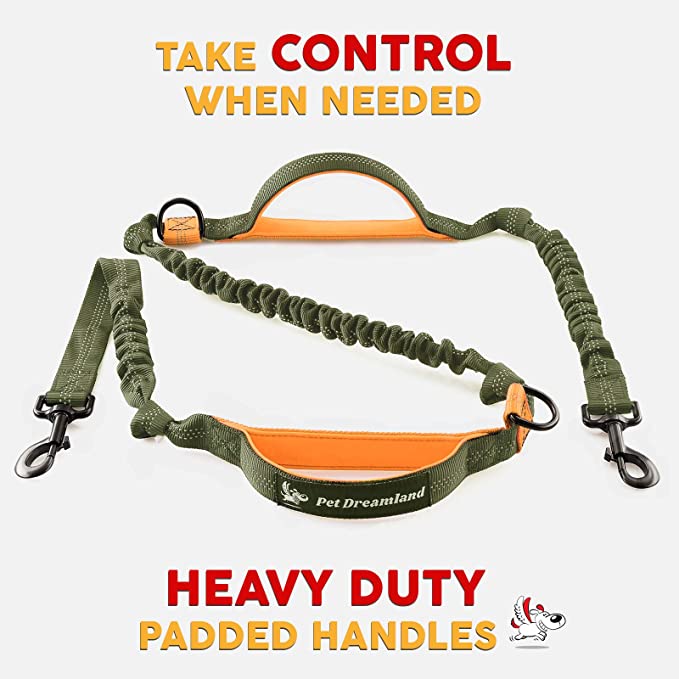 Hands-Free Reflective Retractable Bungees Dog Leash