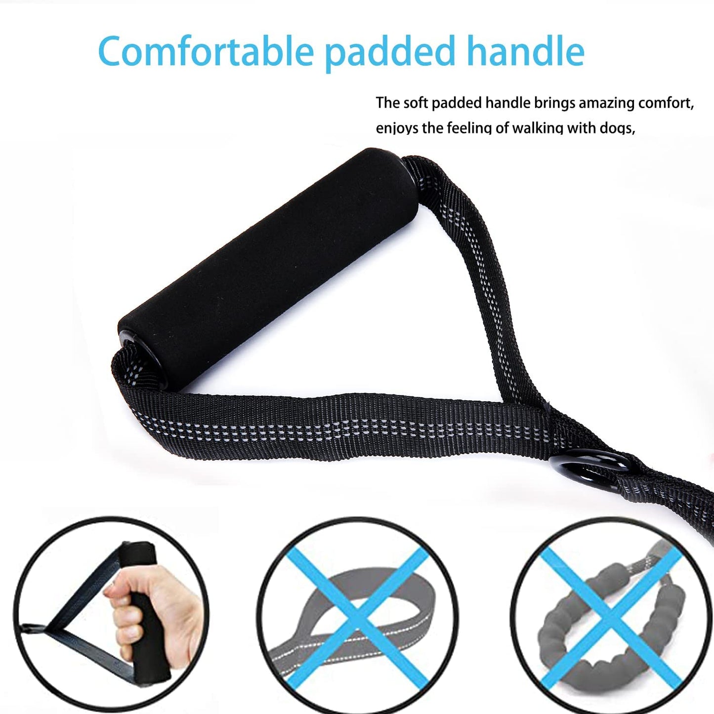 Heavy Duty Reflective Bungee Leash with Padded Handle