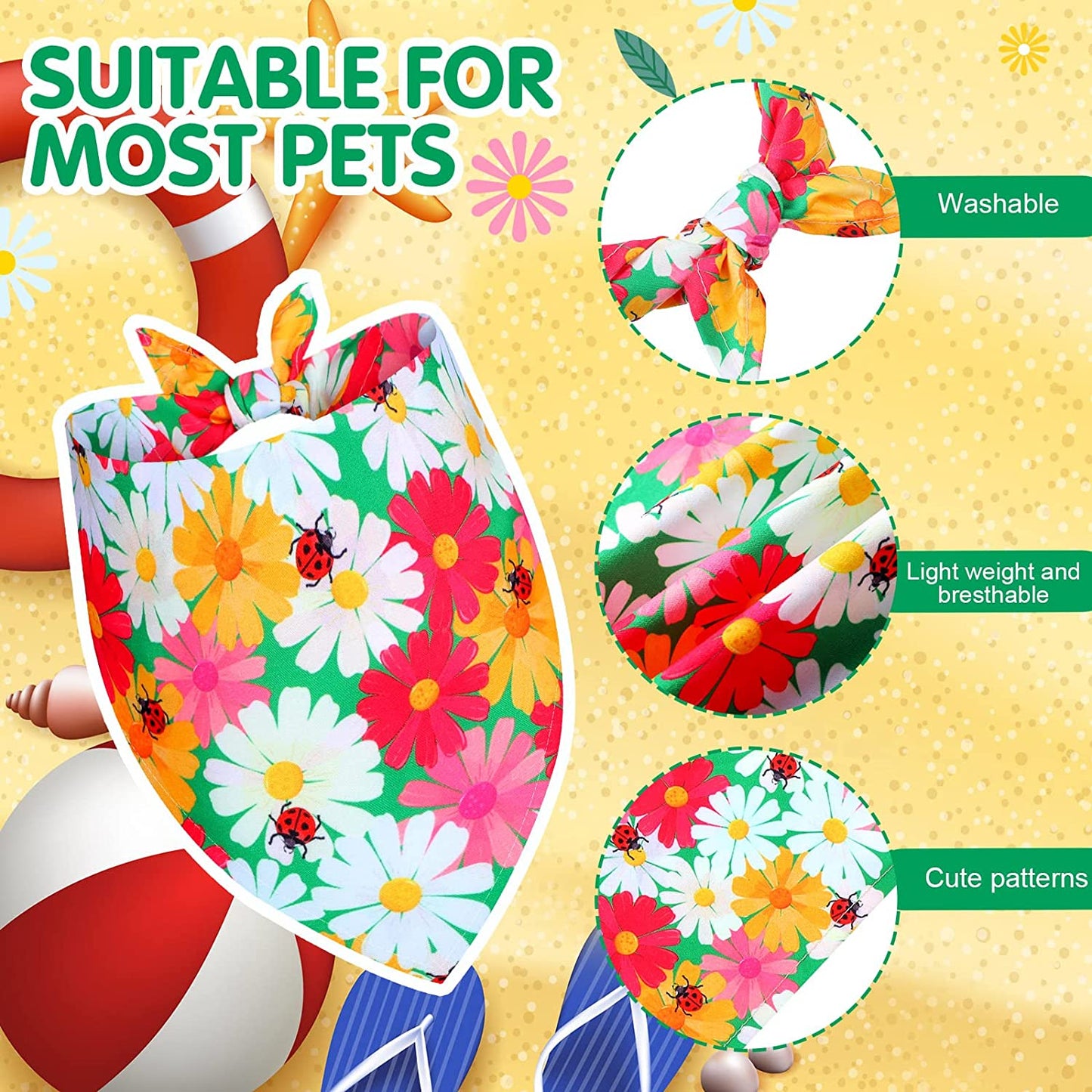 Cute Flower Pattern Dog Bandanas