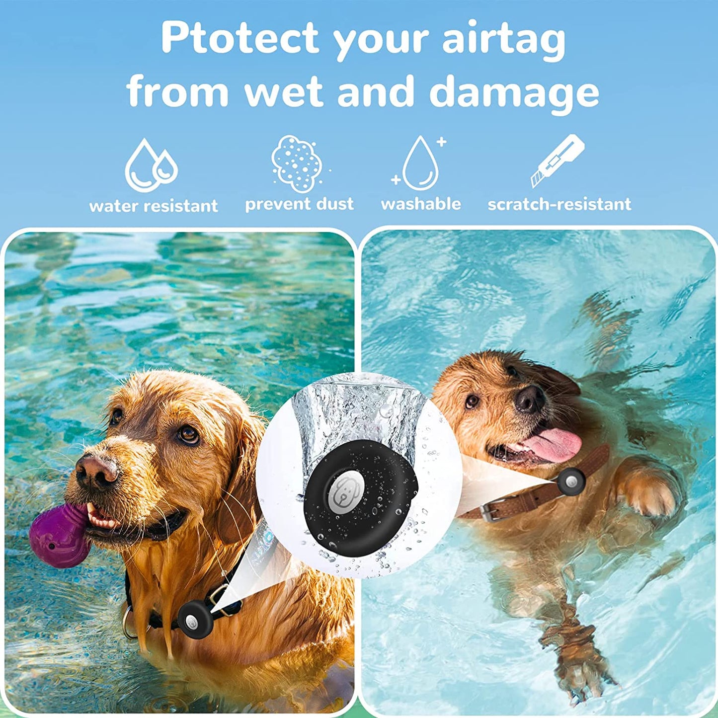 Silicone Apple Protective Airtag Holder for Pet Collar - Pet Tracker Case