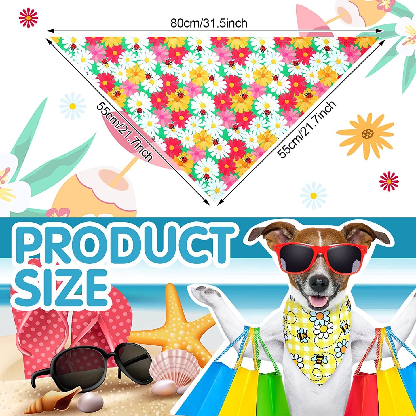 Cute Flower Pattern Dog Bandanas