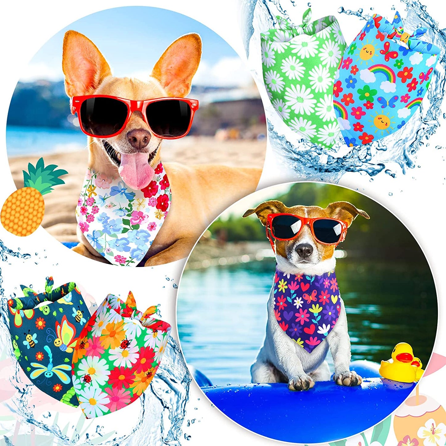 Cute Flower Pattern Dog Bandanas