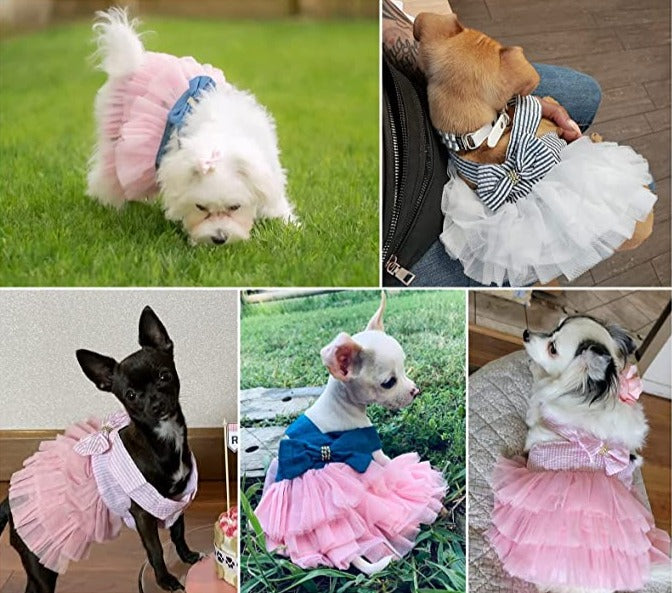 Cute Doggy Princess Dress with Bow Knot