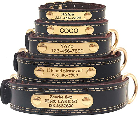 Personalized Heavy-duty Leather Engraved Dog Collar