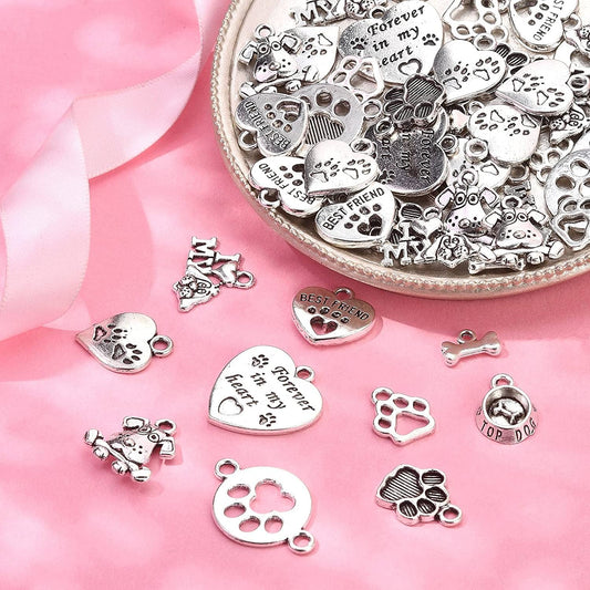 Cute Silver Alloy Pet Collar Charms