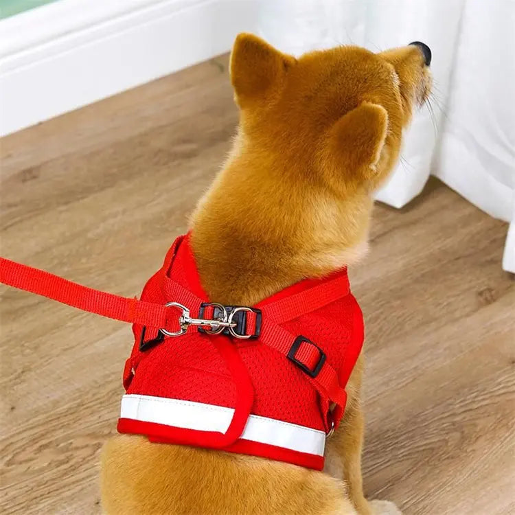 Adjustable Reflective Vest-Style Pet Harness Set