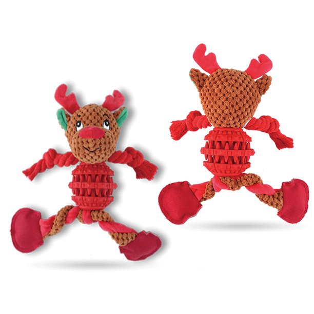 Squeaky Plush Dog Toys + Interactive SNOW MAN + Dog Rope Toys Multi-Function