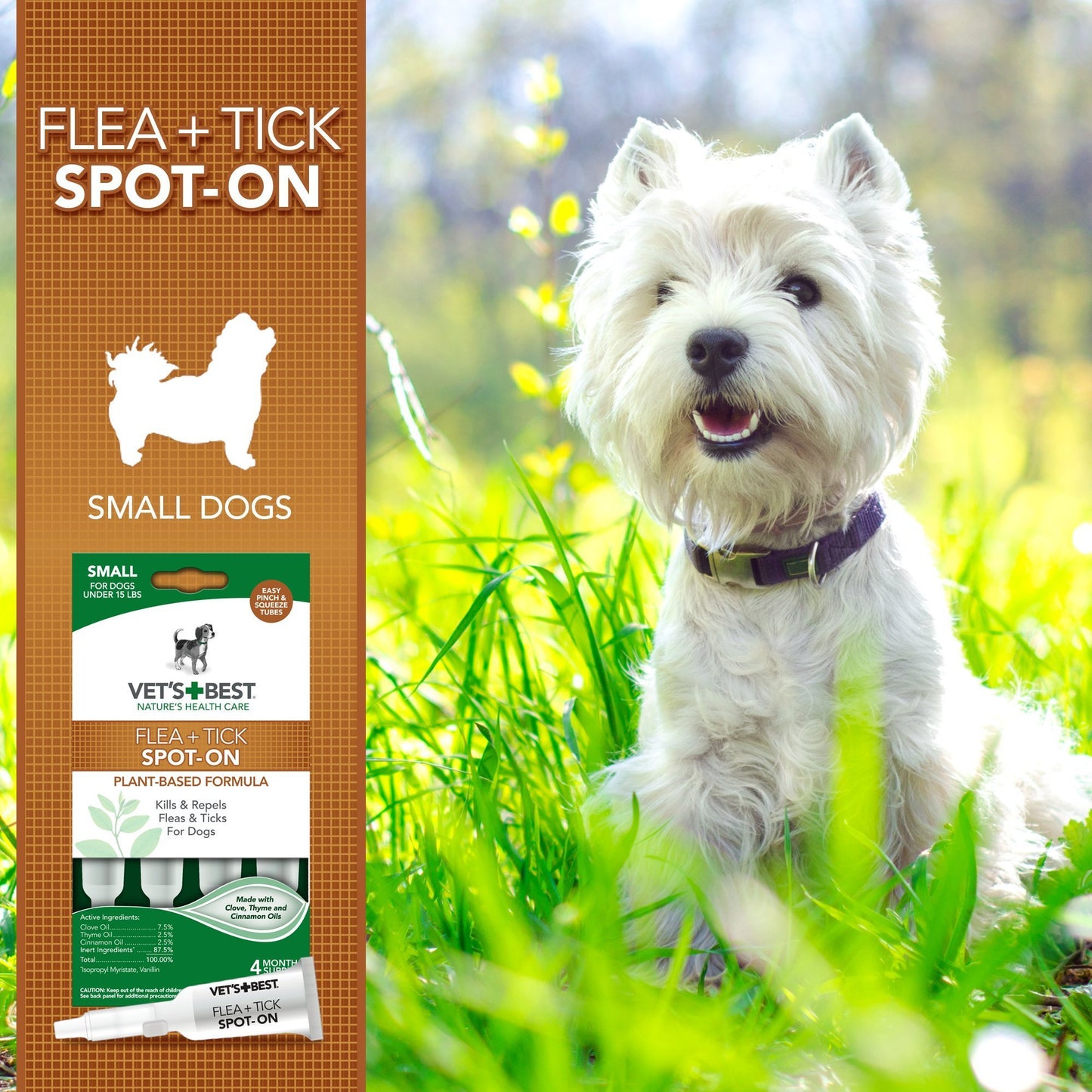 Vet's Best Flea and Tick Spot-on Drops Topical Treatment for Dogs, USA Made
