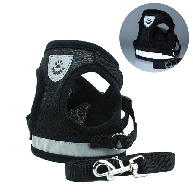 Adjustable Reflective Vest-Style Pet Harness Set