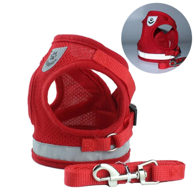Adjustable Reflective Vest-Style Pet Harness Set