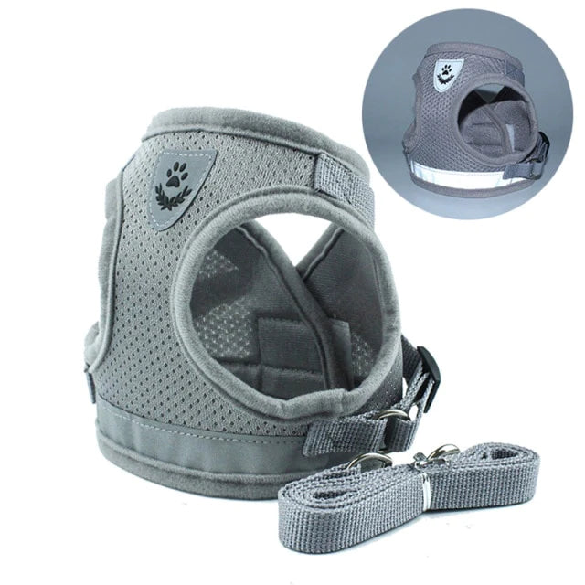 Adjustable Reflective Vest-Style Pet Harness Set