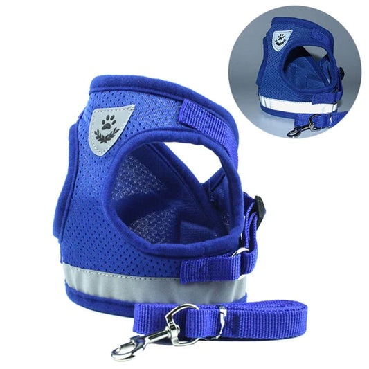 Adjustable Reflective Vest-Style Pet Harness Set