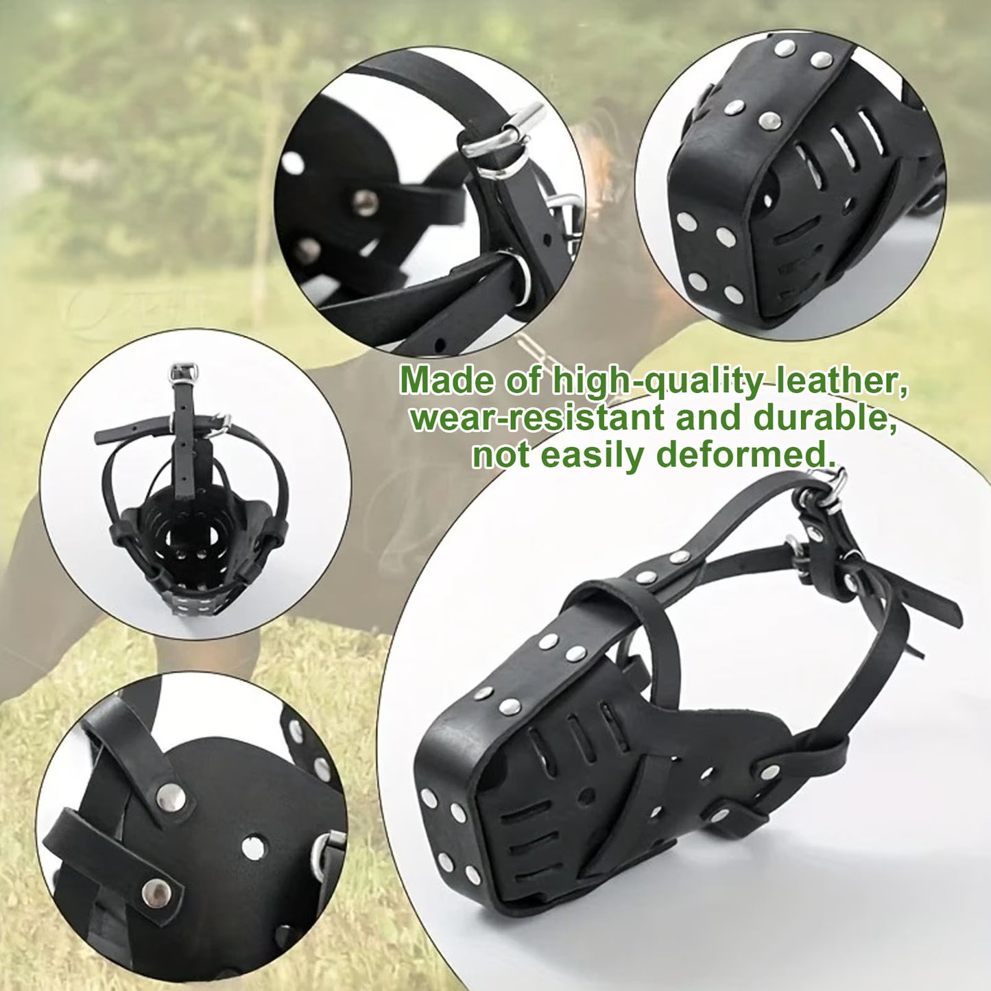 PU Leather Dog Muzzle for Large Dogs