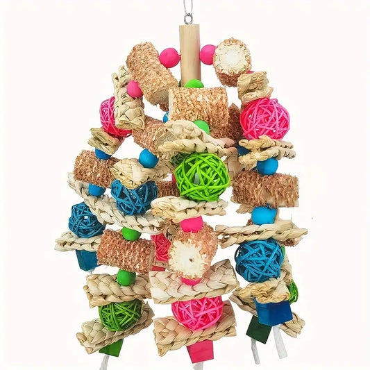 Natural Chewing & Foraging Bird Toy - For Cockatiels, Budgies, Conures, Lovebirds, Quakers, Parrotlets, Caiques, Senegals, Meyer's & Other Small/Medium Birds