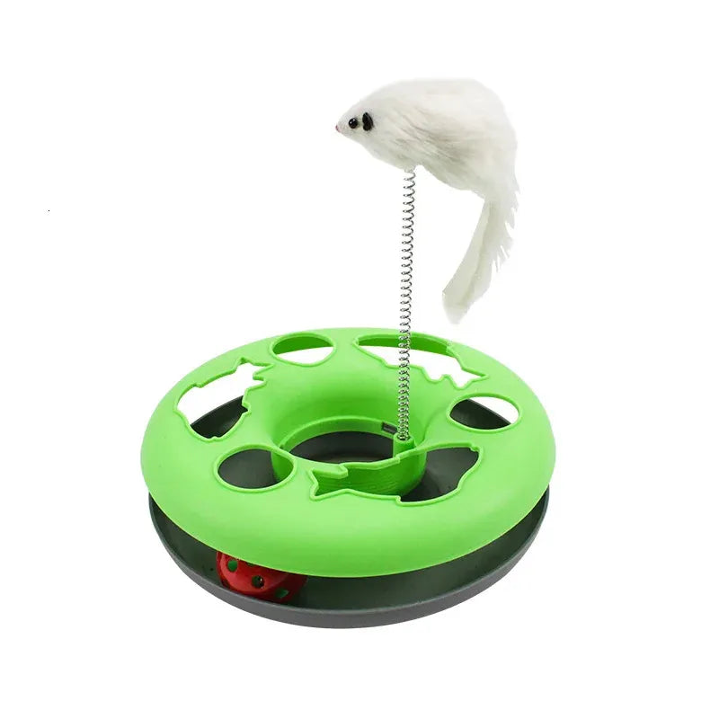 Interactive Cat Toy Balls Track – Roller Toy with Catnip Mouse & Spring Teaser