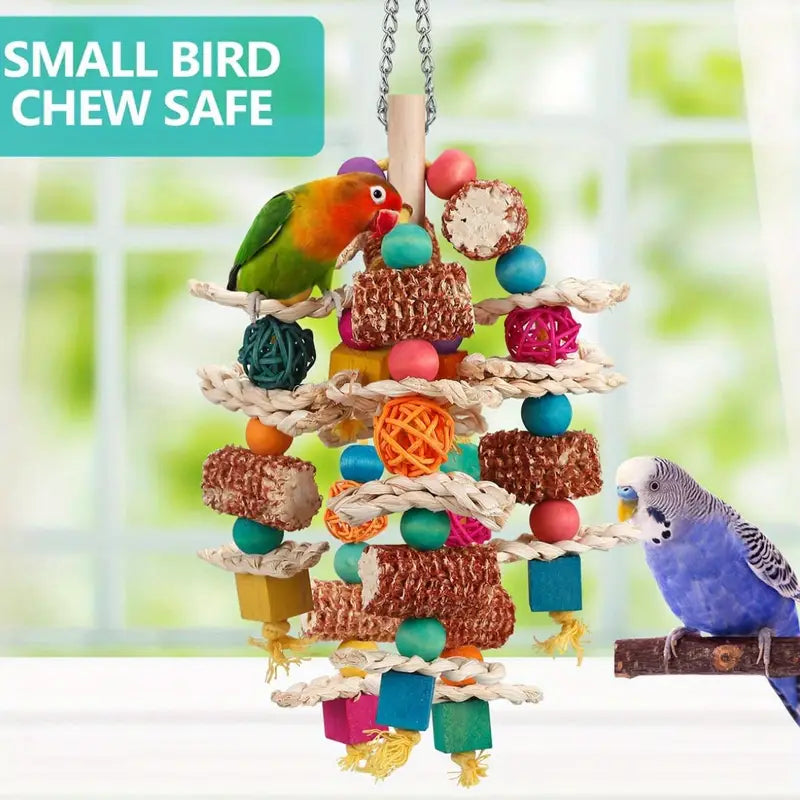 Small to Medium Natural Corn Cob Chew Toys for Parrots - Durable Synthetic Fiber