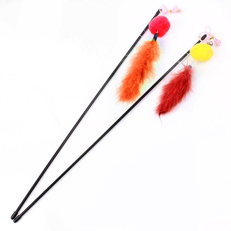 Cat Teaser Interactive Toy Rod With Bell And Feather