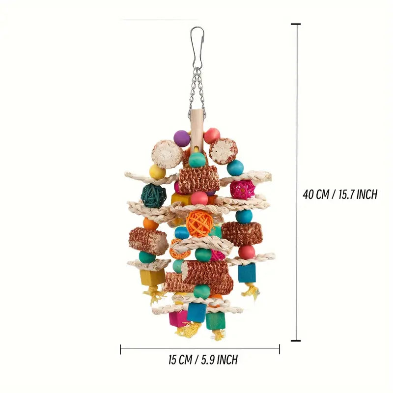 Small to Medium Natural Corn Cob Chew Toys for Parrots - Durable Synthetic Fiber