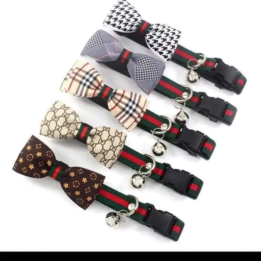 Luxury Fashion Designer Pet Collar with Bow Tie