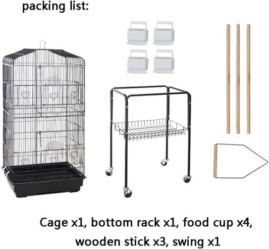 Large Canary Parakeet Cockatiel Lovebird Finch Bird Cage with Stand