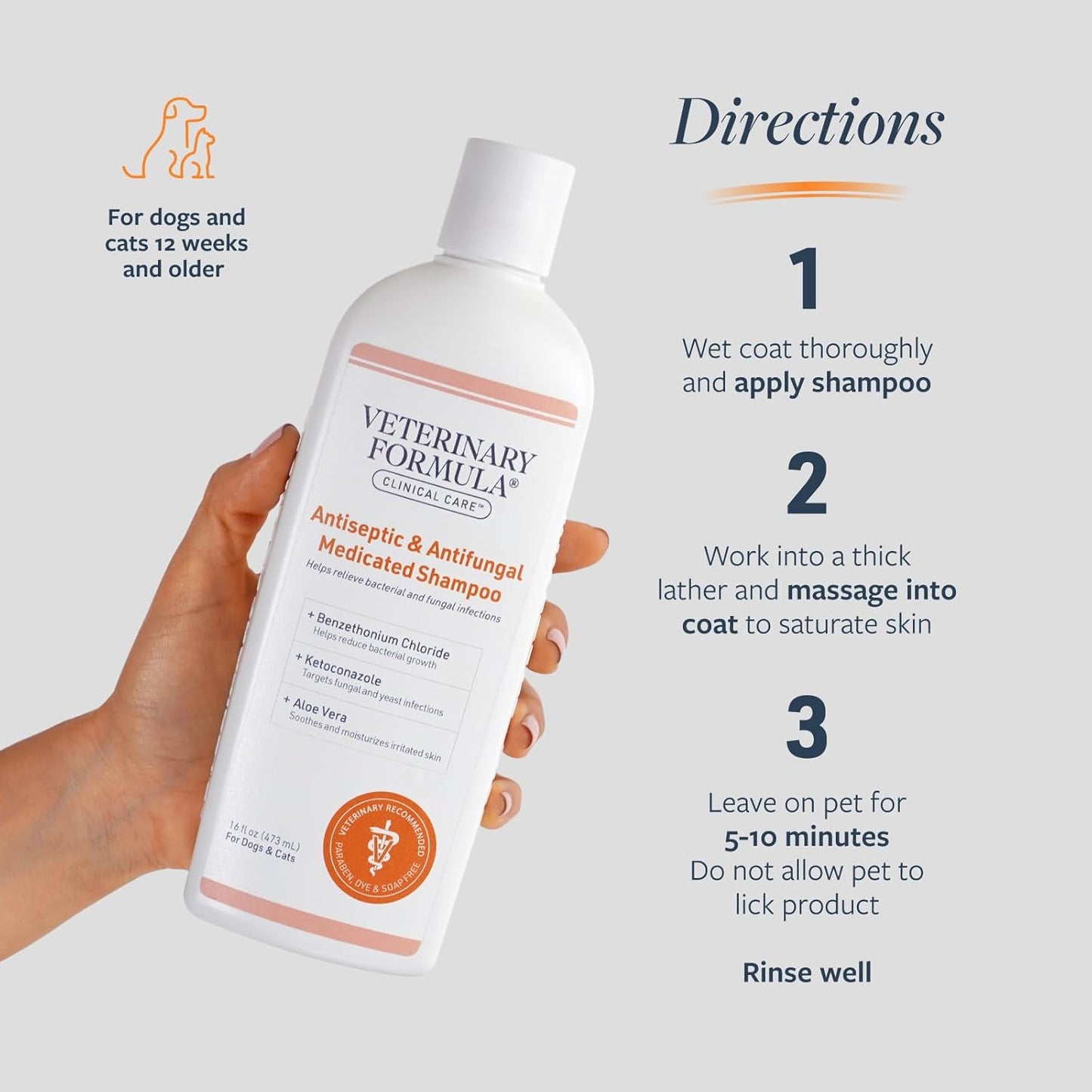 Veterinary Formula Clinical Care Antiseptic and Antifungal Medicated Shampoo for Dogs and Cats, 16 fl oz